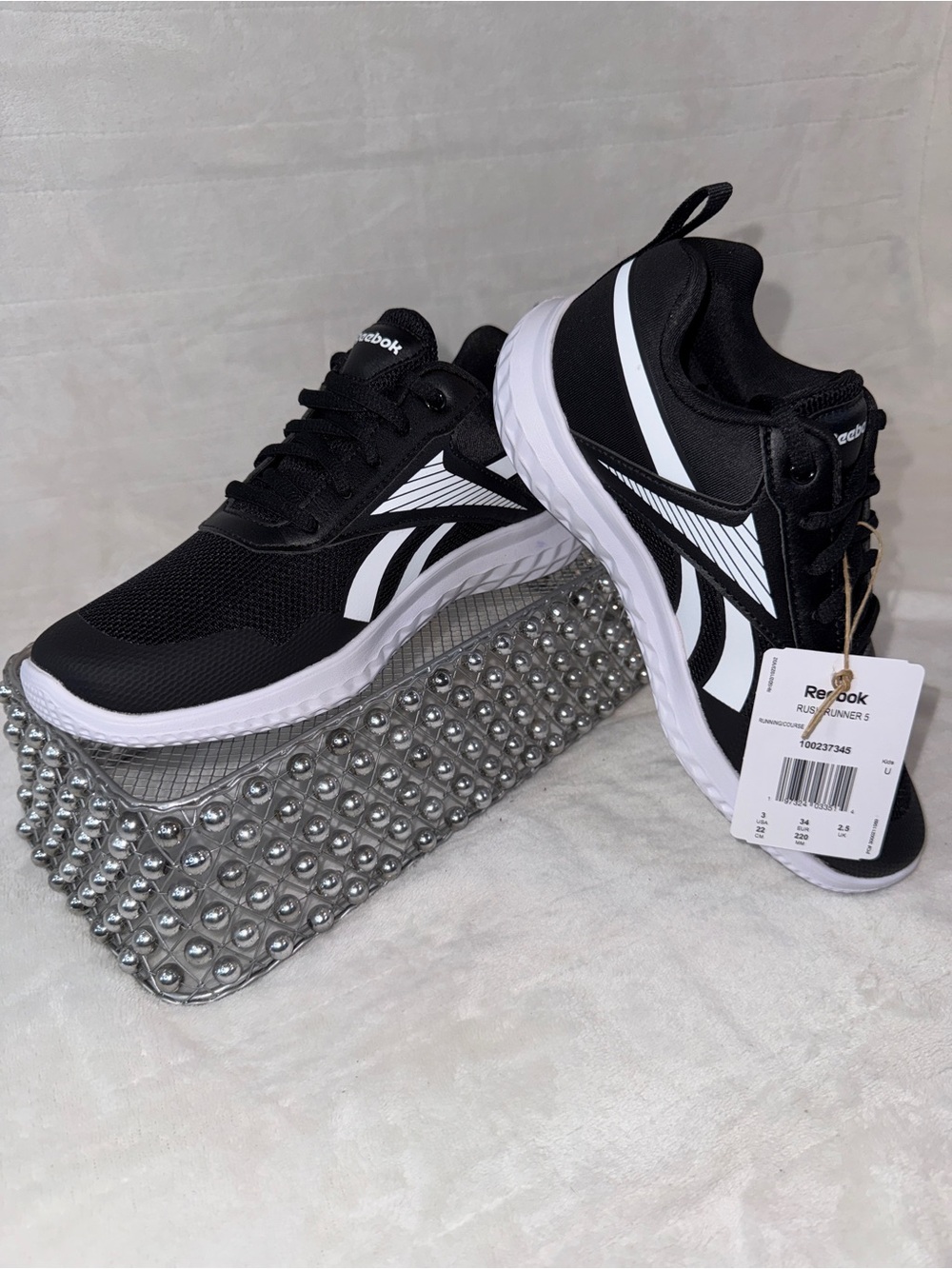 Reebok Rush Runner 5 Black White Kids Youth 3 Women’s 4.5 100237345 NWT - Picture 14 of 14
